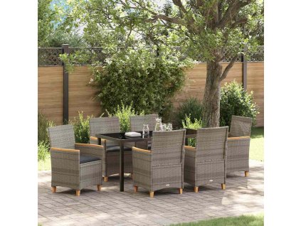Zahradní jídelní souprava 7 pcs Šedá polyratan 3381097