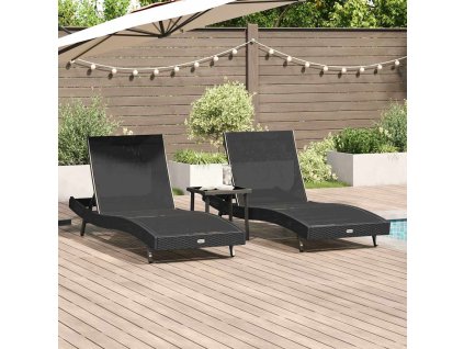 Slunečník 3 pcs Černá 197 x 70 x 82 cm polyratan 3381203