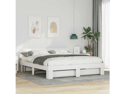Rám postele s čelo Bílá 180 x 200 cm Masivní borové dřevo 3385674