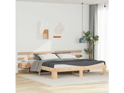 Rám postele s čelo Hnědá 200 x 200 cm Masivní borové dřevo 3385676