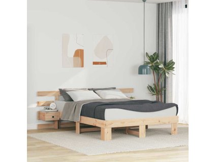 Rám postele s čelo Hnědá 150 x 200 cm Masivní borové dřevo 3385685