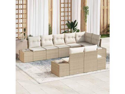 Sada zahradních pohovek 8 pcs Béžová a krémová polyratan 3347111