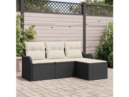 Sada zahradních pohovek s úložištěm 4 pcs Černá polyratan 3354316