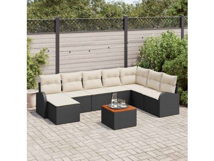 Sada zahradních pohovek 9 pcs Černá a bílá 3356283