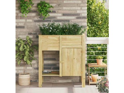 Vysoký květináč s policí Hnědá Impregnované borovicové dřevo 3385878