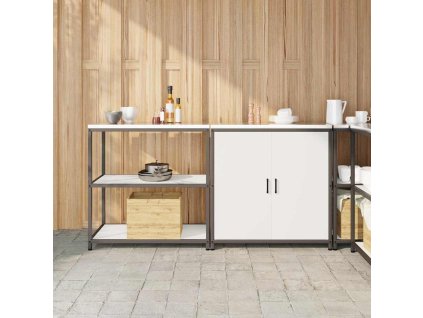 Kuchyňská skladovací sada s policí s úložištěm 2 pcs Bílá Ocel 3392653