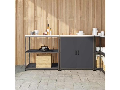 Kuchyňská skladovací sada s policí 2 pcs Antracit Ocel 3392654