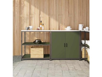 Kuchyňská skladovací sada s policí 2 pcs Olivově zelená 3392655