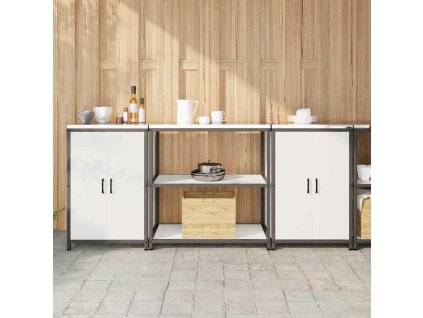 Kuchyňská skladovací sada s policí s úložištěm 3 pcs Bílá Ocel 3392667