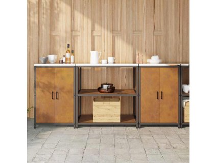 Kuchyňská skladovací sada s policí se dveřmi 3 pcs Rezavá Ocel 3392672