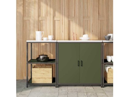 Kuchyňská skladovací sada s policí 2 pcs Olivově zelená 3392683