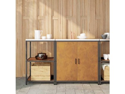 Kuchyňská skladovací sada s policí se dveřmi 2 pcs Rezavá Ocel 3392686