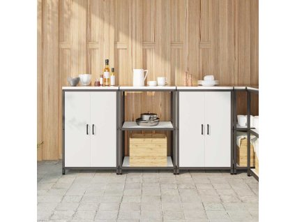 Kuchyňská skladovací sada s policí s úložištěm 3 pcs Bílá Ocel 3392695