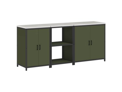 Kuchyňská skladovací sada s policí 3 pcs Olivově zelená 3392704