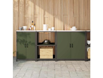 Kuchyňská skladovací sada s policí 3 pcs Olivově zelená 3392704