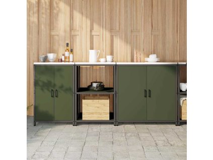 Kuchyňská skladovací sada s policí 3 pcs Olivově zelená Ocel 3392704