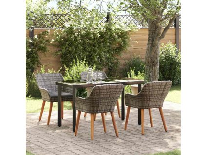 Zahradní jídelní souprava s polštářem 5 pcs Šedá polyratan 3261686