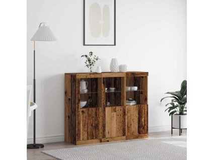 Servírovací skříň 3 pcs Staré dřevo 123 x 37 x 100 cm 3333117