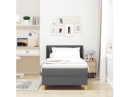 Postel s pružinami s matrací Tmavě šedá 90 x 190 cm textil 3341266