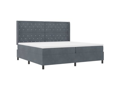 Postel s boxspringem s čelo Tmavě šedá 200 x 200 cm samet 3341973