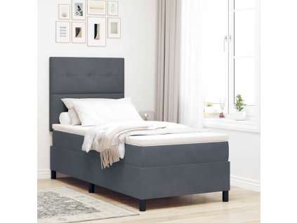 Postel s boxspringem s matrací Tmavě šedá 80 x 200 cm samet 3343275