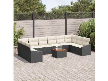 Sada zahradních pohovek 11 pcs Černá a bílá 3356549