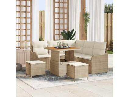 Sada zahradních pohovek s polštářem 8 pcs Béžová a krémová 3364211