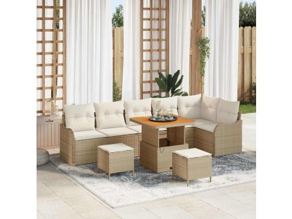 Sada zahradních pohovek 9 pcs Béžová a krémová 80 x 80 x 71 cm 3364231