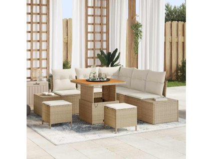 Sada zahradních pohovek s úložištěm 8 pcs Béžová Poly ratan 3364731