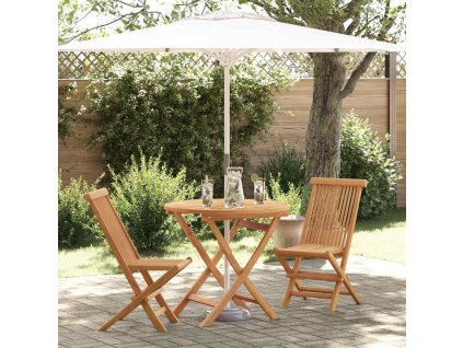 Zahradní jídelní souprava 3 pcs Hnědá Masivní teakové dřevo 3385961
