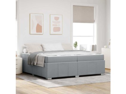 Rám postele s matrací Světle šedá 200 x 200 cm textil 3398307