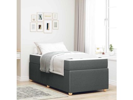 Rám postele s matrací Tmavě šedá 80 x 200 cm textil 3398315