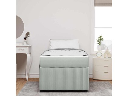 Rám postele s matrací Světle šedá 100 x 200 cm textil 3398360