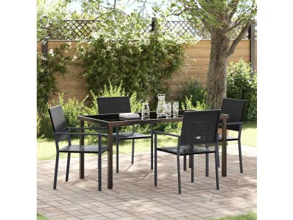 Zahradní jídelní souprava 5 pcs Černá Poly ratan 3379082