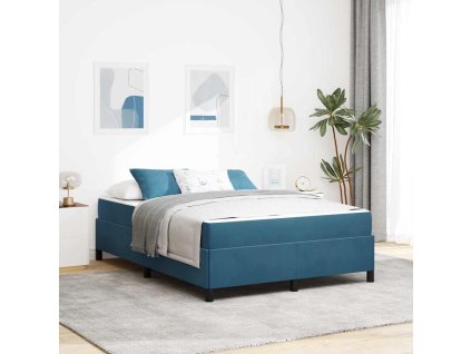 Rám postele s matrací Tmavě modrá 140 x 190 cm textil 3399064