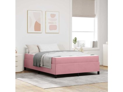 Rám postele s matrací Růžová 140 x 190 cm textil 3399065