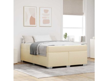 Rám postele s matrací Krémová 140 x 200 cm textil 3399192