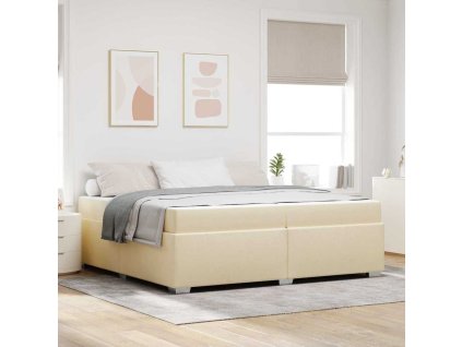 Rám postele s matrací Krémová 200 x 200 cm textil 3399213