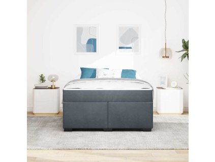 Rám postele s matrací Tmavě šedá 140 x 200 cm textil 3399291