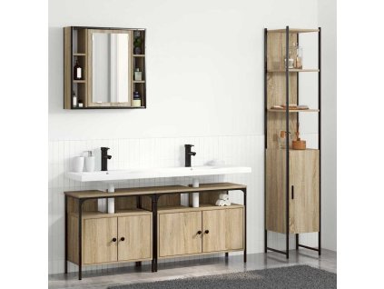 Sada koupelnového nábytku 4 pcs dub sonoma Dřevotříska a kov 3399393