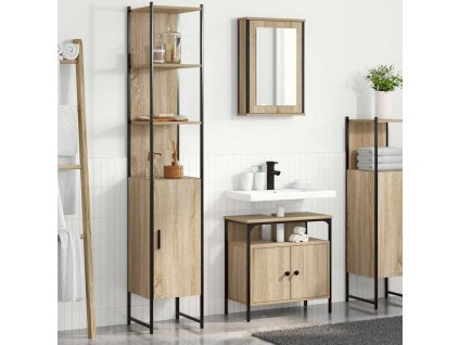 Sada koupelnového nábytku 3 pcs dub sonoma Dřevotříska a kov 3399399