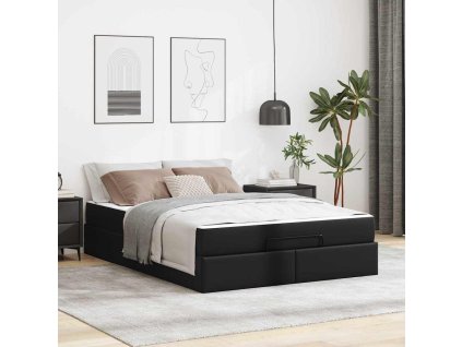 Rám postele s matrací s matrací Černá 160 x 200 cm Umělá kůže 3399433