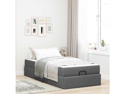 Rám postele s matrací Tmavě šedá 90 x 200 cm textil 3399460