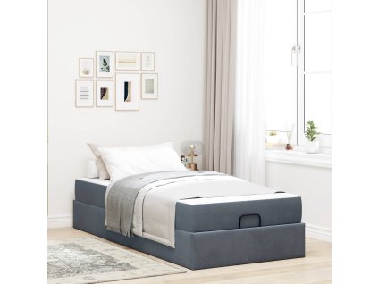 Rám postele s matrací s matrací 2 pcs Tmavě Šedá samet 3399541