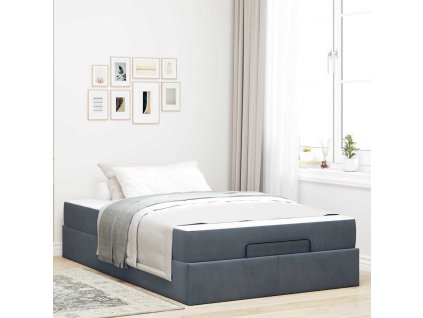 Rám postele s matrací s úložištěm Tmavě šedá 140 x 190 cm samet 3399559