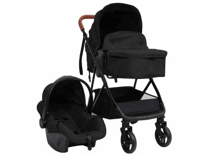 Dětský kočárek 3 v 1 antracitový a černý ocel 10330
