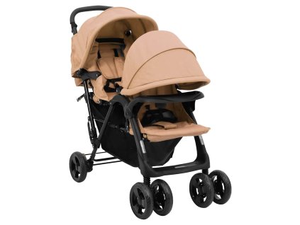 Tandemový dvojitý kočárek taupe ocel 10349