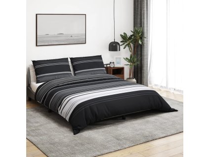 Sada ložního prádla černá a bílá 200 x 220 cm bavlna 136502