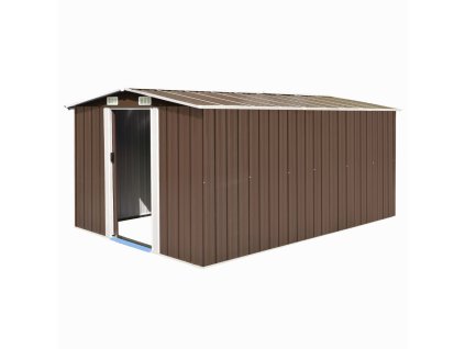 Zahradní domek 257 x 392 x 181 cm kovový hnědý 143347