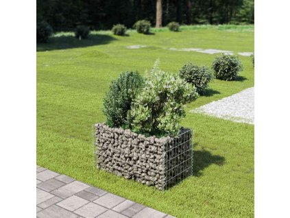 Gabionový vyvýšený záhon pozinkovaná ocel 90 x 50 x 50 cm 143569